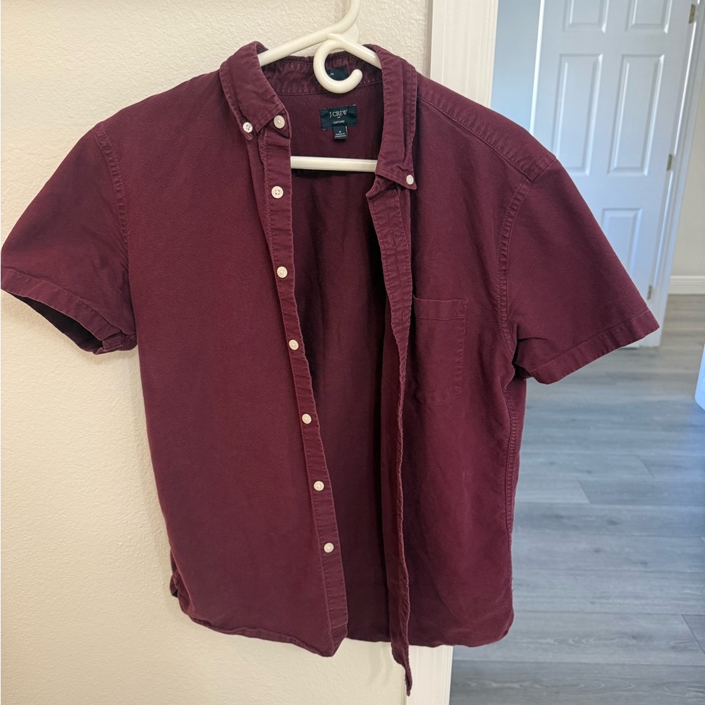 J. Crew Men's Dark Red Casual Button Down Shirt